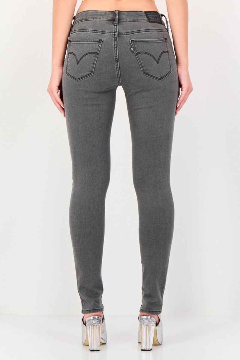 Levi's جينز نسائي ضيق مغسول قابل للتمدد 711، رمادي - Image 4