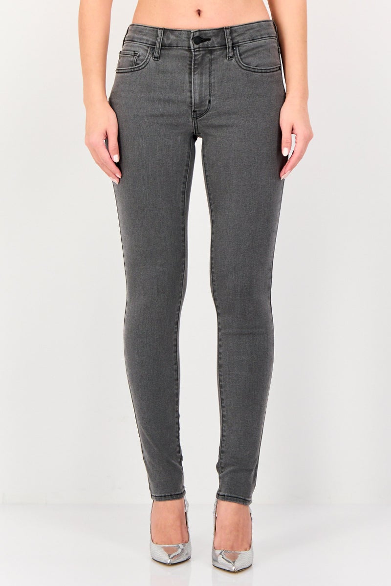 Levi's جينز نسائي ضيق مغسول قابل للتمدد 711، رمادي - Image 1