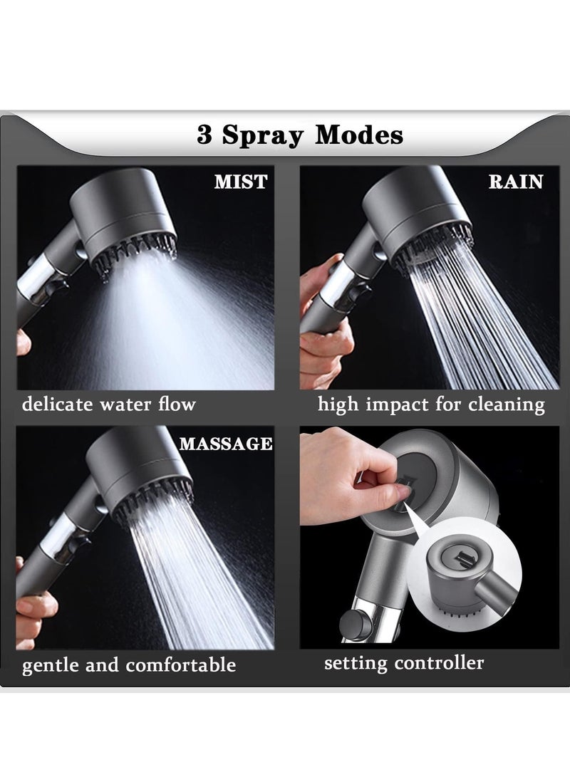 DubaiGallery High Pressure Massage Rain Shower Head 3 Modes with Adjustable Filter Boost Shower Set Hose Holder Bathroom Accessories - Image 4