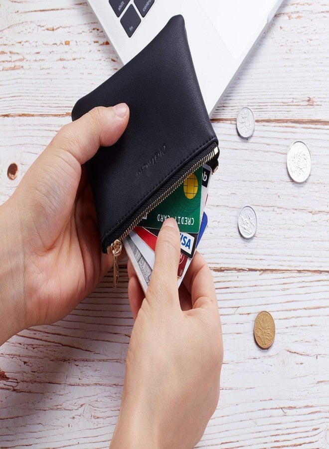 شيليون محفظة نقود معدنية من الجلد النباتي من تشيلمون، مزودة بسحاب، للرجال والنساء (أسود) - Image 5