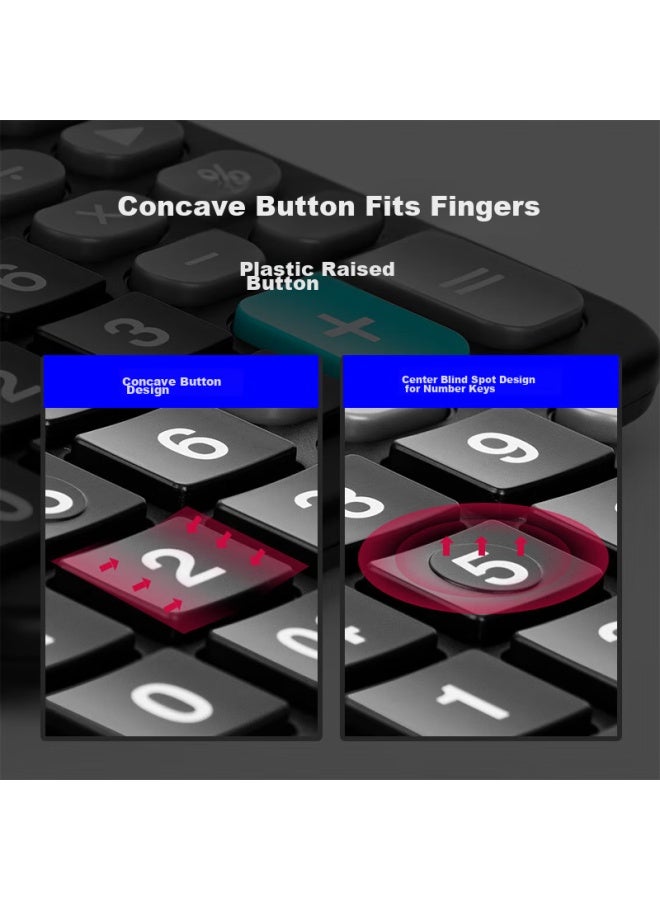 ديلي Deli Large Dual Power Portable Desktop Calculator, شاشة كبيرة 12 أرقام لحاسبة مكتبية محمولة، لوازم مكتبية، أسود 838 - Image 4