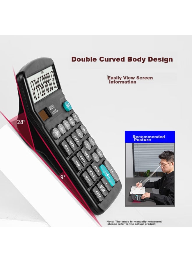 ديلي Deli Large Dual Power Portable Desktop Calculator, شاشة كبيرة 12 أرقام لحاسبة مكتبية محمولة، لوازم مكتبية، أسود 838 - Image 3