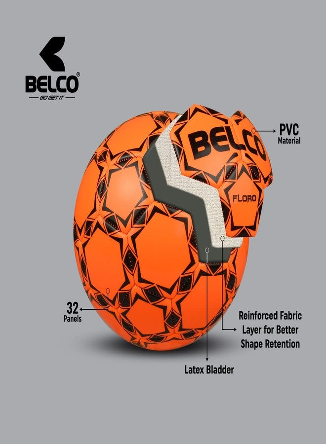 BELCO Florocent Orange PVC Football Size 3, Soccer Ball for Match & Training - Image 4