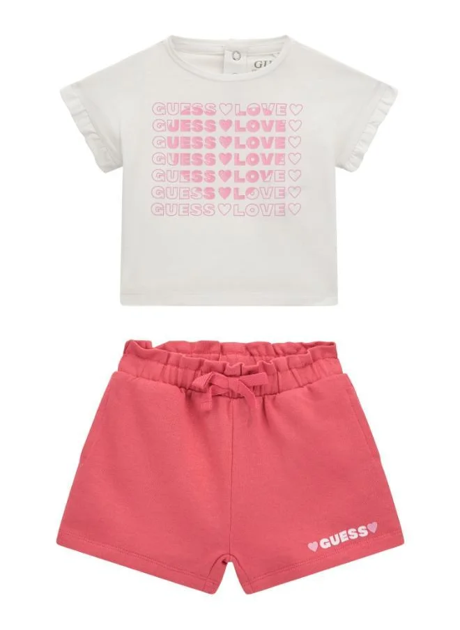 GUESS Kids Printed Short Sleeve T-Shirt And Shorts Set