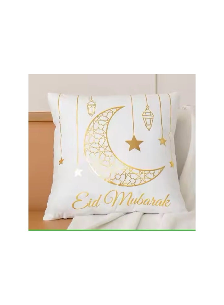 بوكسوودس 4 قطع من أغطية وسائد عيد مبارك باللونين الأبيض والذهبي 45 × 45 سم - Image 3