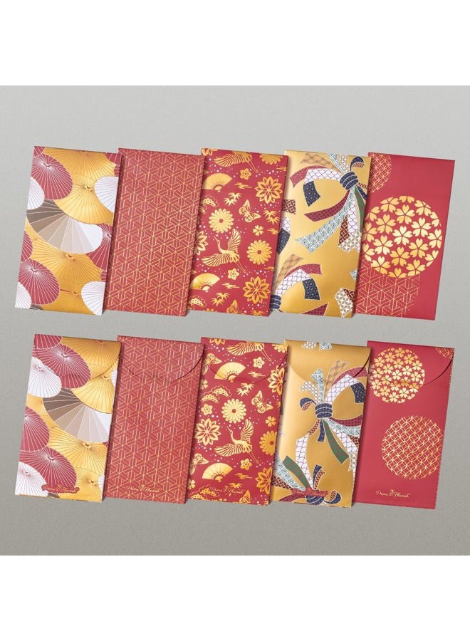 Prims & Flourish Chinese New Year Red Envelopes, 25-Count 2026 Lunar New Year Red Packets, Hong Bao with Gold Foil Design, Gift Money Envelopes, Brocade Elegance, 5 Designs - Image 5