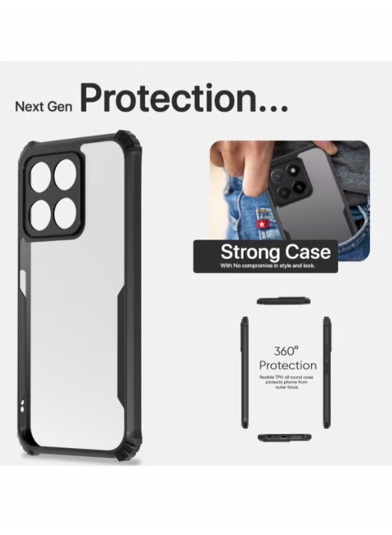 Xundo Clear Case for Honor X6C | Premium Rugged | Durable Shock-absorbing Frame | Black Border | Thermoplastic Polyurethane | Airbag Anti-drop Protection - Clear - Image 4