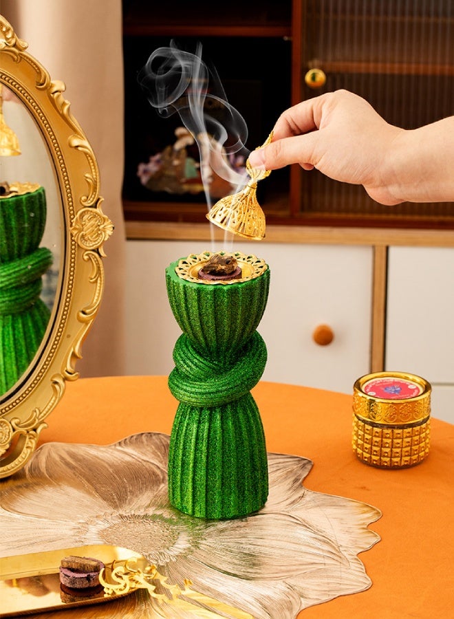 Resin Aroma Diffuser Handheld Incense Burner – Sequin Curtain Design Candle Holder Home Decor Gift - Image 1
