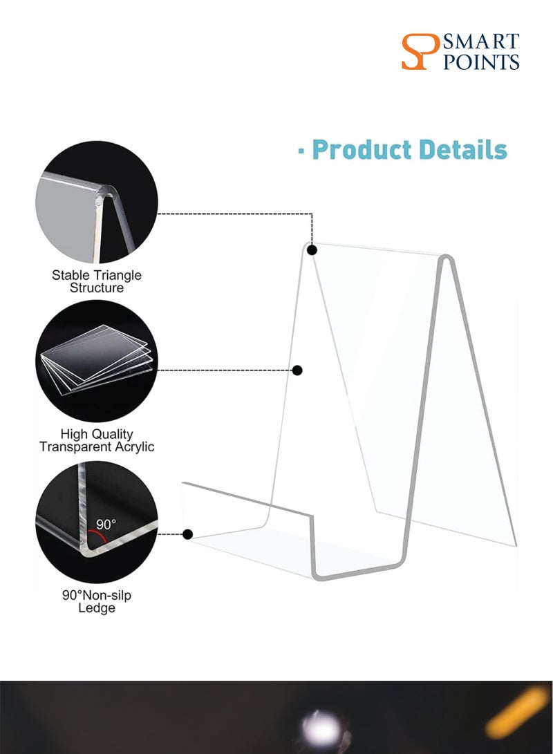 SMARTPOINTS Clear Acrylic Display Stand, 6 Pack Acrylic Book Stand, 14.5 Cm Book Display Stand, Clear Display Stand for Displaying Pictures,Books, Music Sheets, Notebooks, Cds, Etc (A) - Image 3