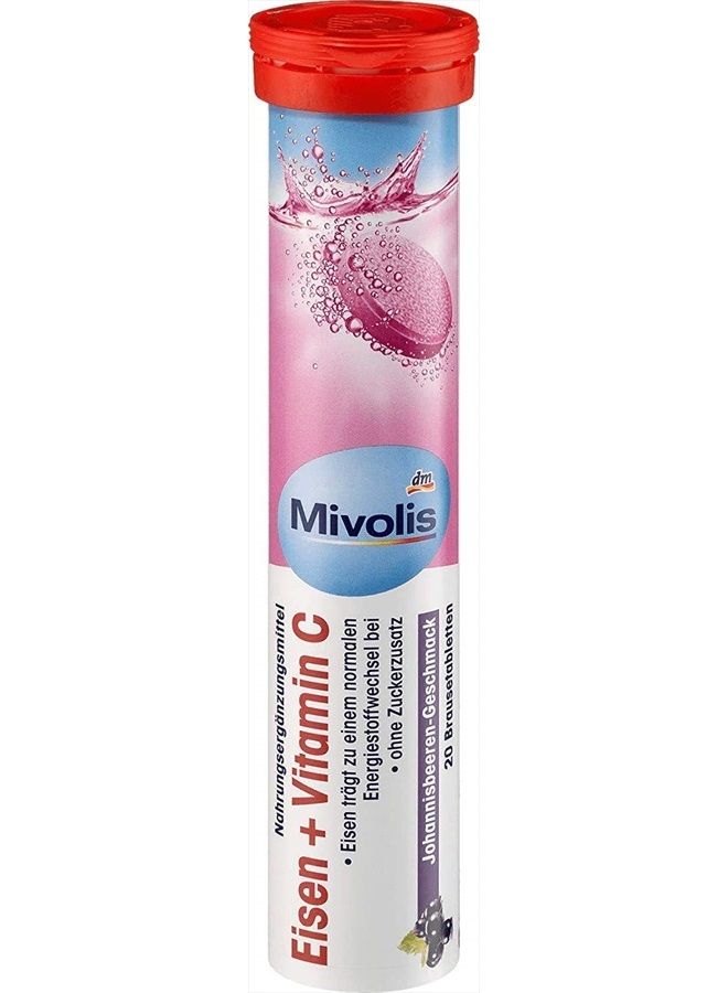 mivolis Iron + Vitamin C effervescent Tablets - Dietary Supplements 1 Pack x 20 pcs | Germany - Image 1