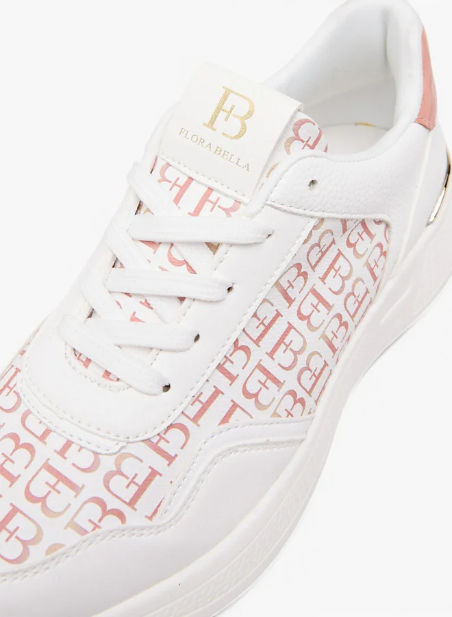 Flora Bella By Shoexpress Women's Monogram Print Lace-Up Sneakers