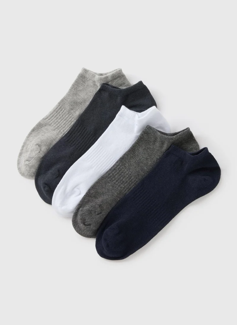 Matalan 5 Pack Multi Plain Trainer Socks