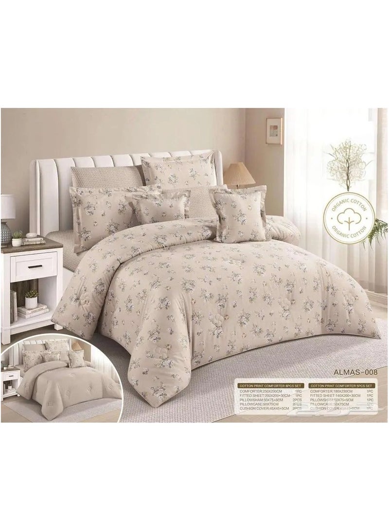 ليفور مفرش نفرين صيفي قطن %100فخم حشوه ممتازه ثابته مكون من 8قطع / king size230*250 - Image 1