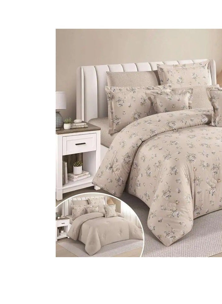 ليفور مفرش نفرين صيفي قطن %100فخم حشوه ممتازه ثابته مكون من 8قطع / king size230*250 - Image 2