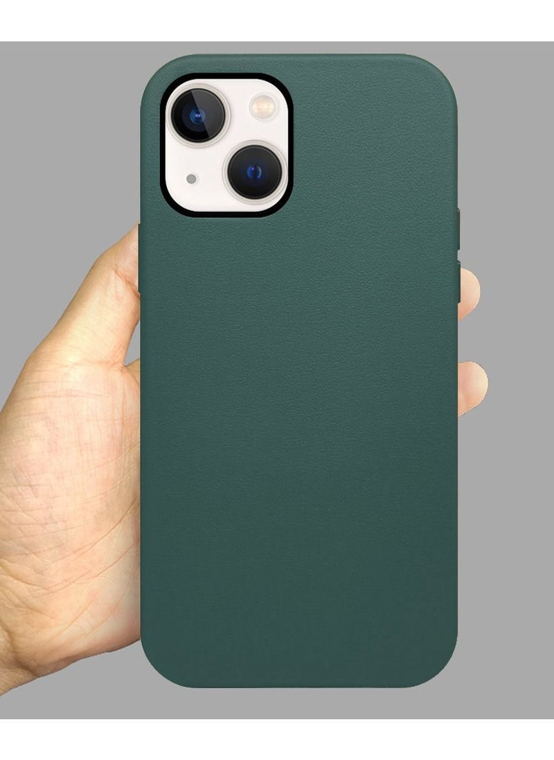 K-Doo - iPhone 13 Mag Noble Collection Premium PU Leather Case with Magsafe Magnetic Wireless Charging Compatible Cover Green - Image 1