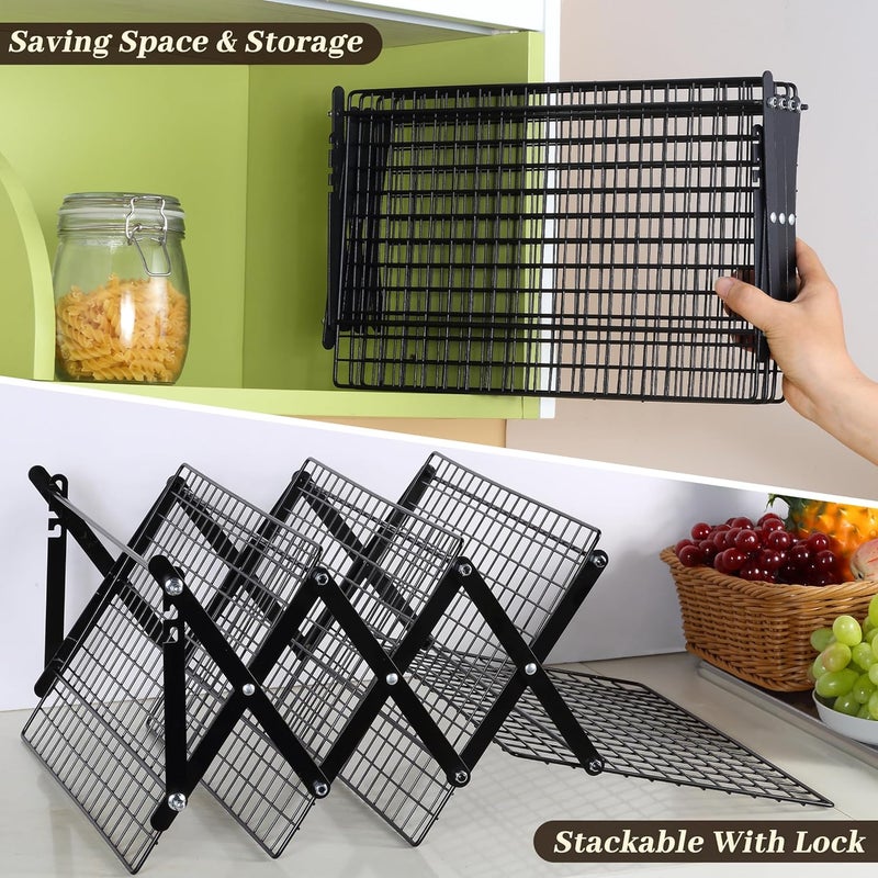 Pleafind 4 Tier Collapsible Cooling Rack - 3 Setting Design, Adjustable ＆ Stackable Baking Rack, 5 Modes Cooling Racks for Cooking and Baking, Roasting ＆ Grilling Gifts for Picnic Party - Image 5