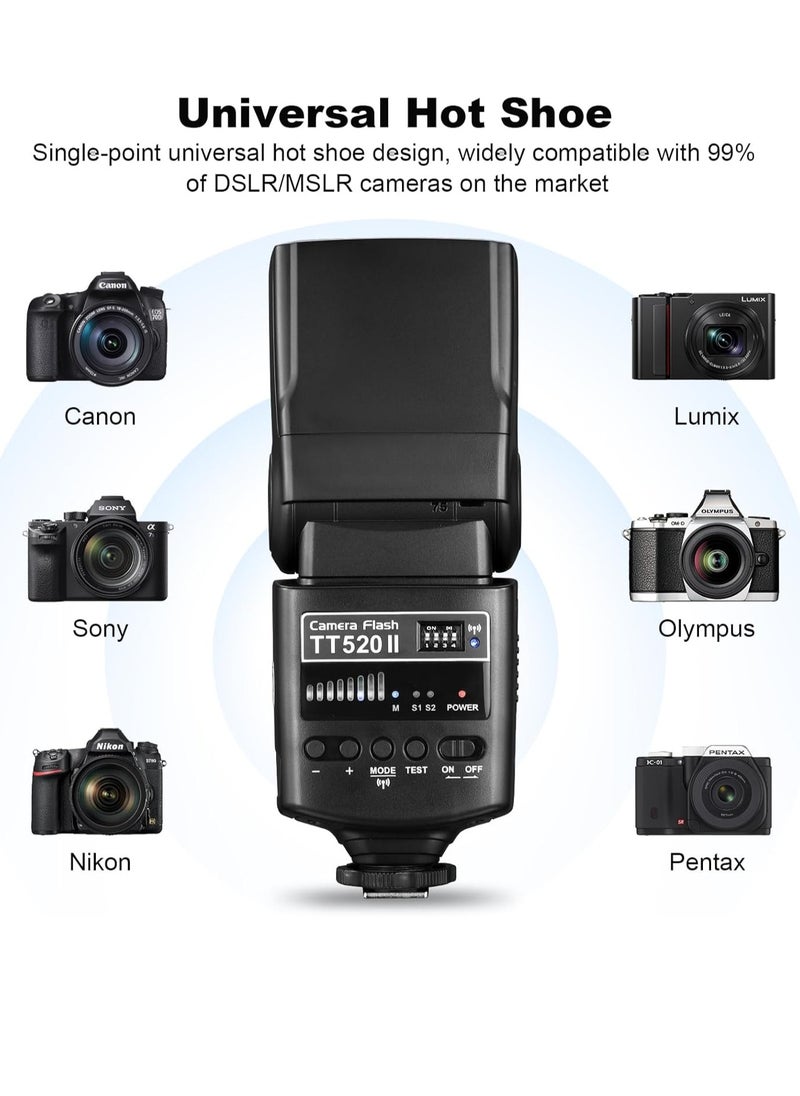 Godox - TT520II Camera Flash Universal On-Camera Flash Electronic Speedlite Wireless Transmission for Canon Nikon Panasonic Olympus Pentax DSLR Camera - Image 1