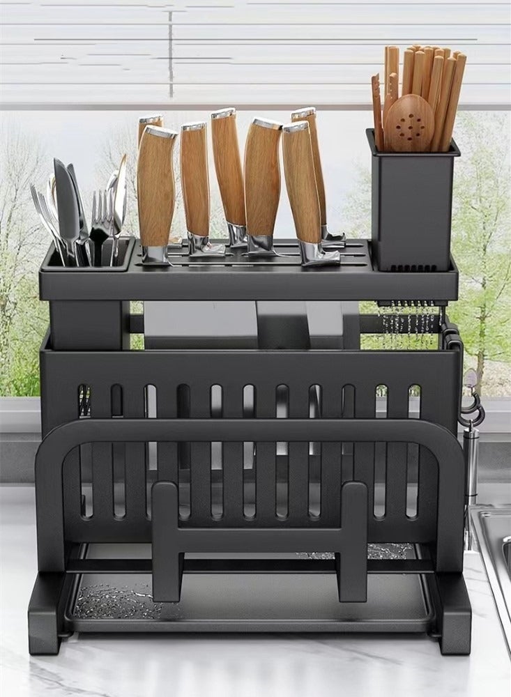 Kutis Kitchen Knife Cutting Board Storage Rack Steel Material Black 25x16x23.5cm - Image 2