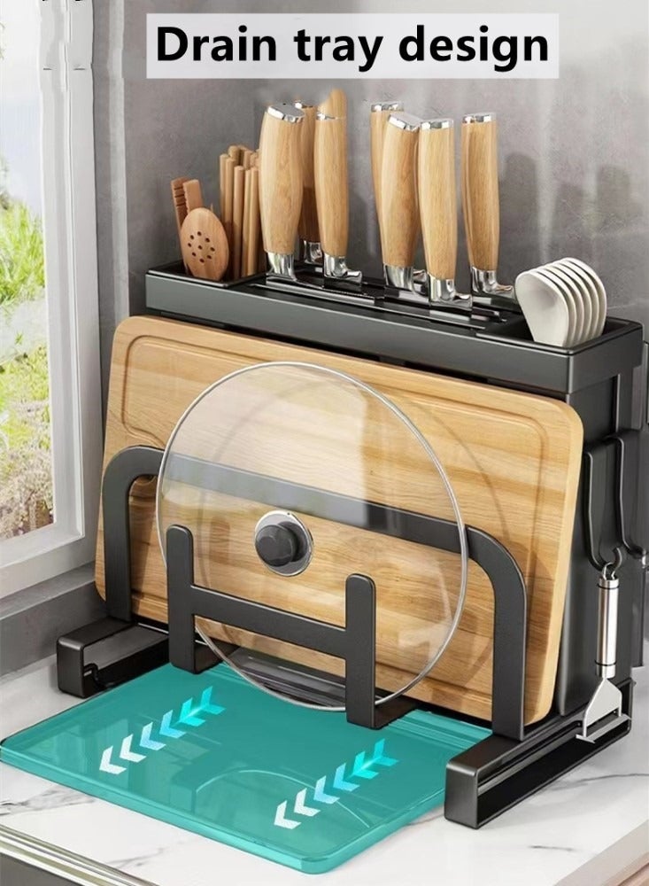 Kutis Kitchen Knife Cutting Board Storage Rack Steel Material Black 25x16x23.5cm - Image 4
