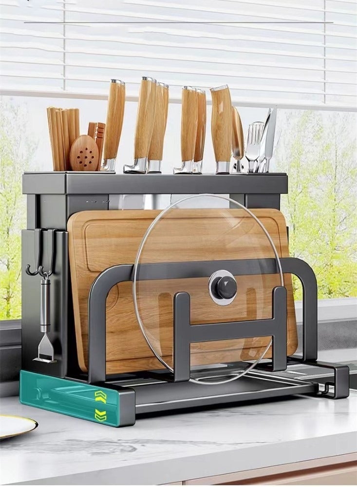 Kutis Kitchen Knife Cutting Board Storage Rack Steel Material Black 25x16x23.5cm - Image 5