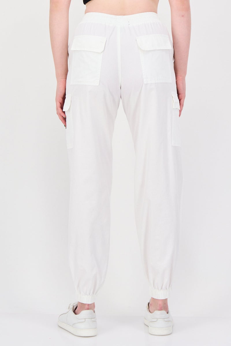 FOREVER 21 Women Regular Fit Plain Jogger Pants, White - Image 3