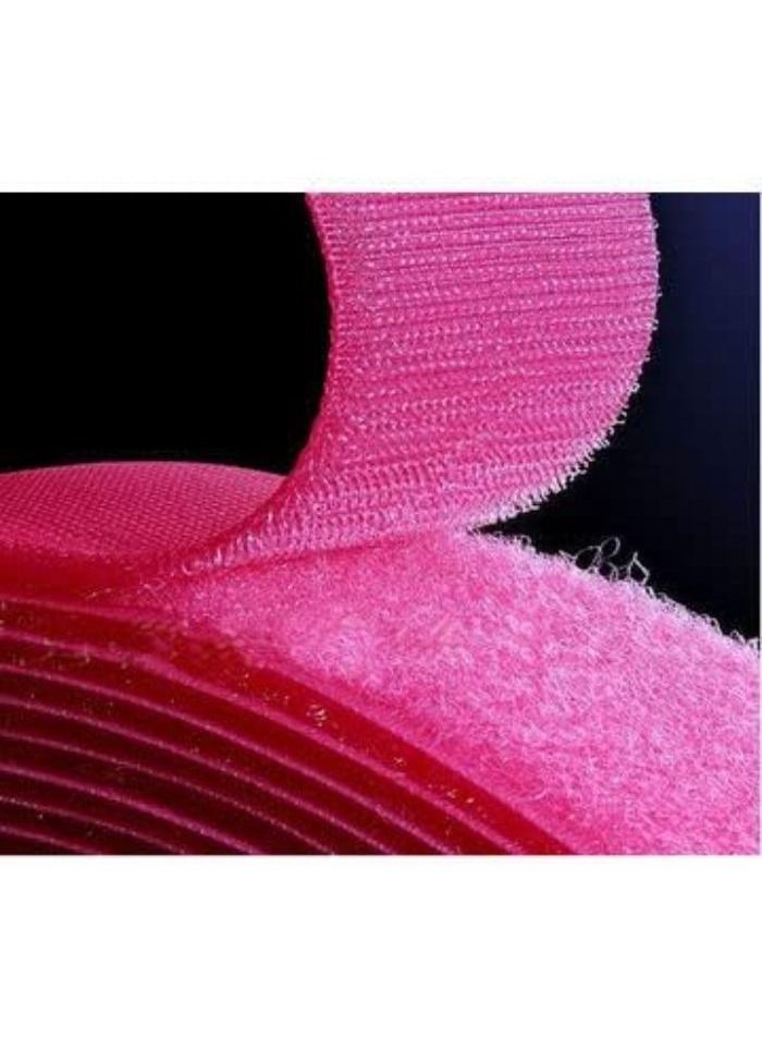 Generic Colorful Scotch Nylon Hook and Loop Tape without Glue Magic Tape for Sew on Accessory Belts (Pink)  - Image 1