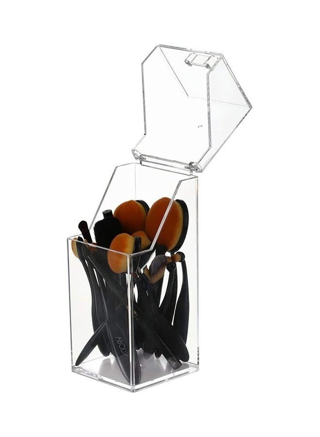 Bukela Clear Acrylic Dustproof Makeup Brush Organizer Cosmetic Brushes Eyebrow Pencil Storage Holder With Lid For Vanity, Bathroom, Bedroom - Image 3