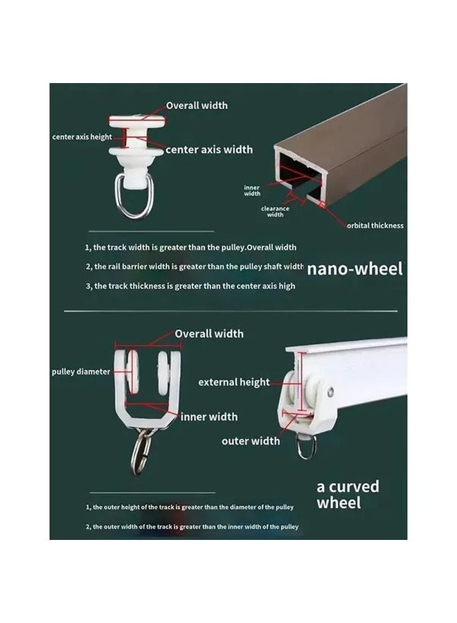 Style A5 10pcs Curtain Hook Slider Wheels Heavy Duty Plastic Metal Track Rollers For Straight Curved Rods - Image 5