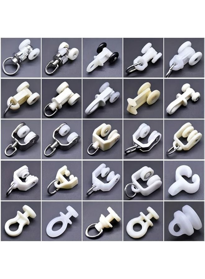 Style A5 10pcs Curtain Hook Slider Wheels Heavy Duty Plastic Metal Track Rollers For Straight Curved Rods - Image 2