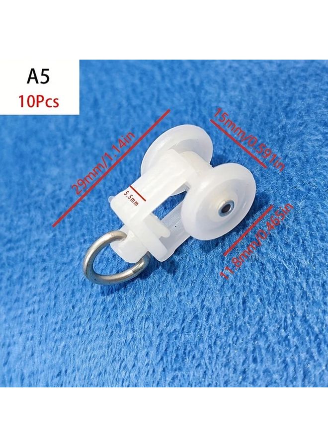 Style A5 10pcs Curtain Hook Slider Wheels Heavy Duty Plastic Metal Track Rollers For Straight Curved Rods - Image 1
