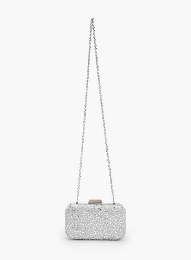 Flora Bella By Shoexpress Floral Bella Embellished Clutch with Chain Strap Ramadan Collection