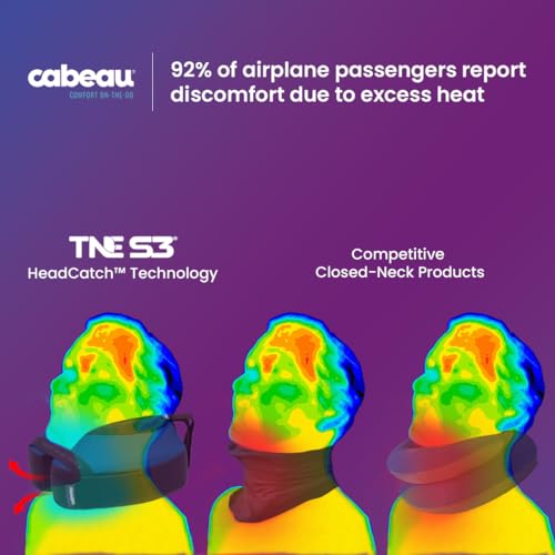 Cabeau وسادة السفر كابو للطائرات - تطور الرقبة، TNE S3 - تصميم مريح من الفوم الذاكرة لرحلات الطيران الطويلة - أحزمة مقعد قابلة للتثبيت ودعم 360° (أصفر نيون فيغاس) - Image 3