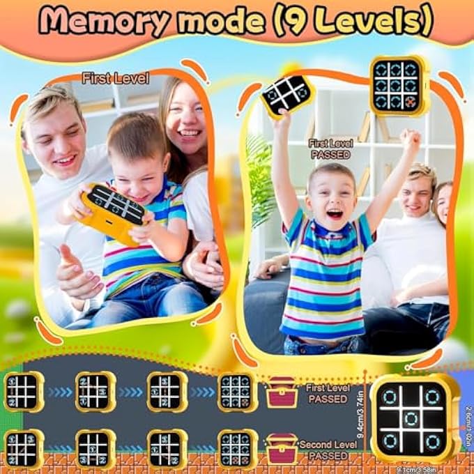 4-IN-1 ELECTRONIC TIC TAC TOE HANDHELD GAME, XO NOUGHTS & CROSSES + MEMORY FLASH + WHACK-A-MOLE, 1-2 PLAYER TRAVEL TOY FOR KIDS & ADULTS, 3XAAA REQUIRED (NOT INCLUDED) - Image 5
