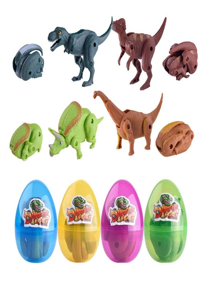 QINGQIU 4 Pack Jumbo Dinosaur Deformation Eggs with Toys Inside for Kids Boys Girls Toddlers Easter Basket Stuffers Fillers Gifts Party Favors - Image 1