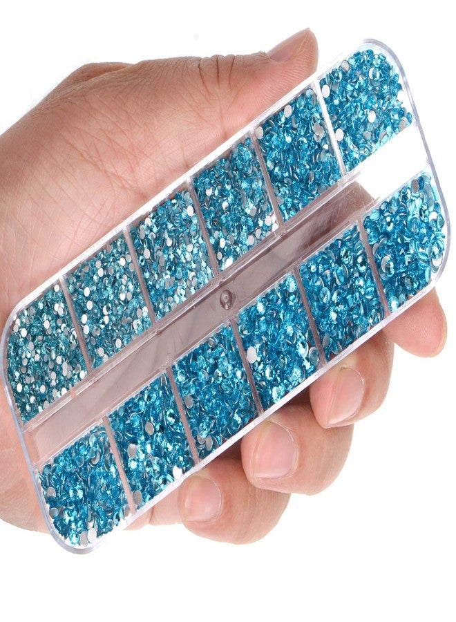 LPBeads مجموعة LPBeads مكونة من 3456 قطعة، 6 أحجام، أحجار الراين الكريستالية المستديرة ذات الظهر المسطح باللون الأزرق المائي، مثالية للأعمال اليدوية، وتزيين الأظافر، ومكياج الوجه، والملابس، والأعمال اليدوية المنزلية، مع ملقط وقلم التقاط. - Image 2