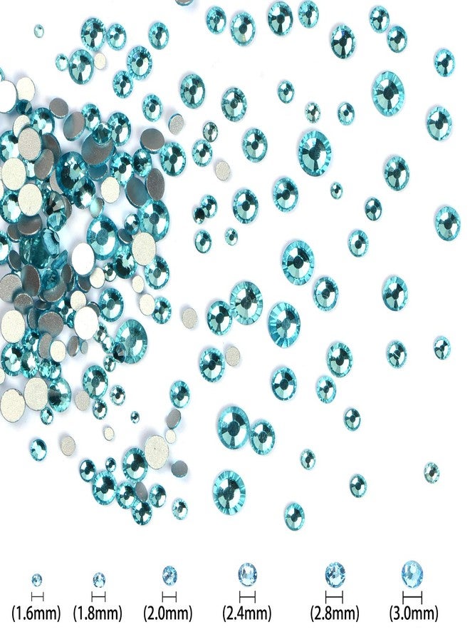 LPBeads مجموعة LPBeads مكونة من 3456 قطعة، 6 أحجام، أحجار الراين الكريستالية المستديرة ذات الظهر المسطح باللون الأزرق المائي، مثالية للأعمال اليدوية، وتزيين الأظافر، ومكياج الوجه، والملابس، والأعمال اليدوية المنزلية، مع ملقط وقلم التقاط. - Image 3