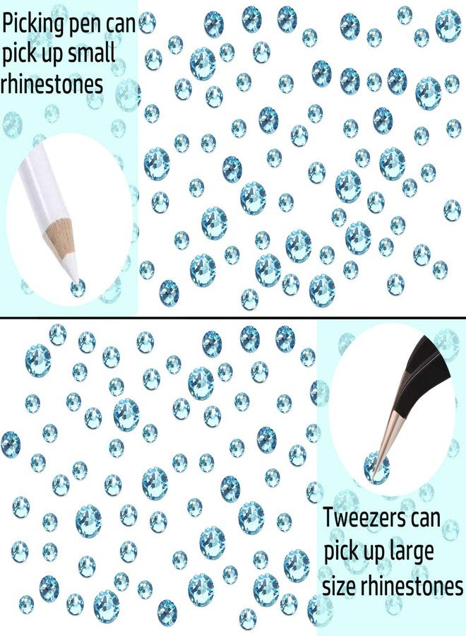 LPBeads مجموعة LPBeads مكونة من 3456 قطعة، 6 أحجام، أحجار الراين الكريستالية المستديرة ذات الظهر المسطح باللون الأزرق المائي، مثالية للأعمال اليدوية، وتزيين الأظافر، ومكياج الوجه، والملابس، والأعمال اليدوية المنزلية، مع ملقط وقلم التقاط. - Image 4