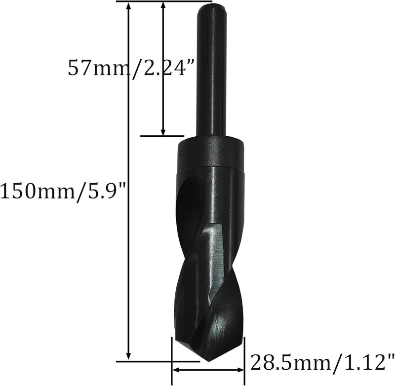 NACX 28.5mm Reduced Shank Drill Bit, 1/2” Shank High Speed Steel Twist Drill Bit HSS 9341 for Aluminum Plate Copper Wood Stainless Steel - Image 1