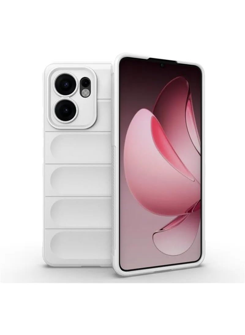 Premium Protection Back Silicone Case Compatible with Oppo Reno 13F Magic Shield Shockproof Case with Camera Protection (White)