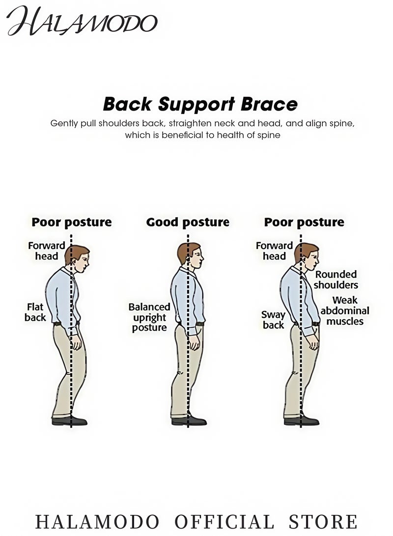 هالامودو مصحح القوام للجنسين دعامة ظهر مغناطيسية قابلة للتعديل لتصحيح القوام دعم للظهر للرجال والنساء مصممة لتخفيف الألم وتحسين القوام مثالية للاستخدام اليومي - Image 3