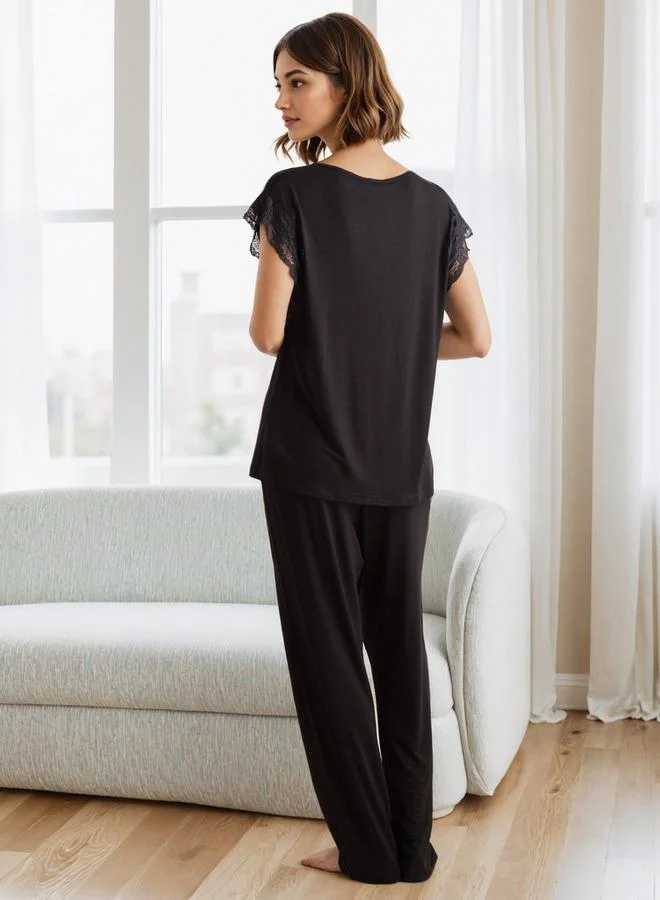 Splash FAV Lace Trim Pyjama Set