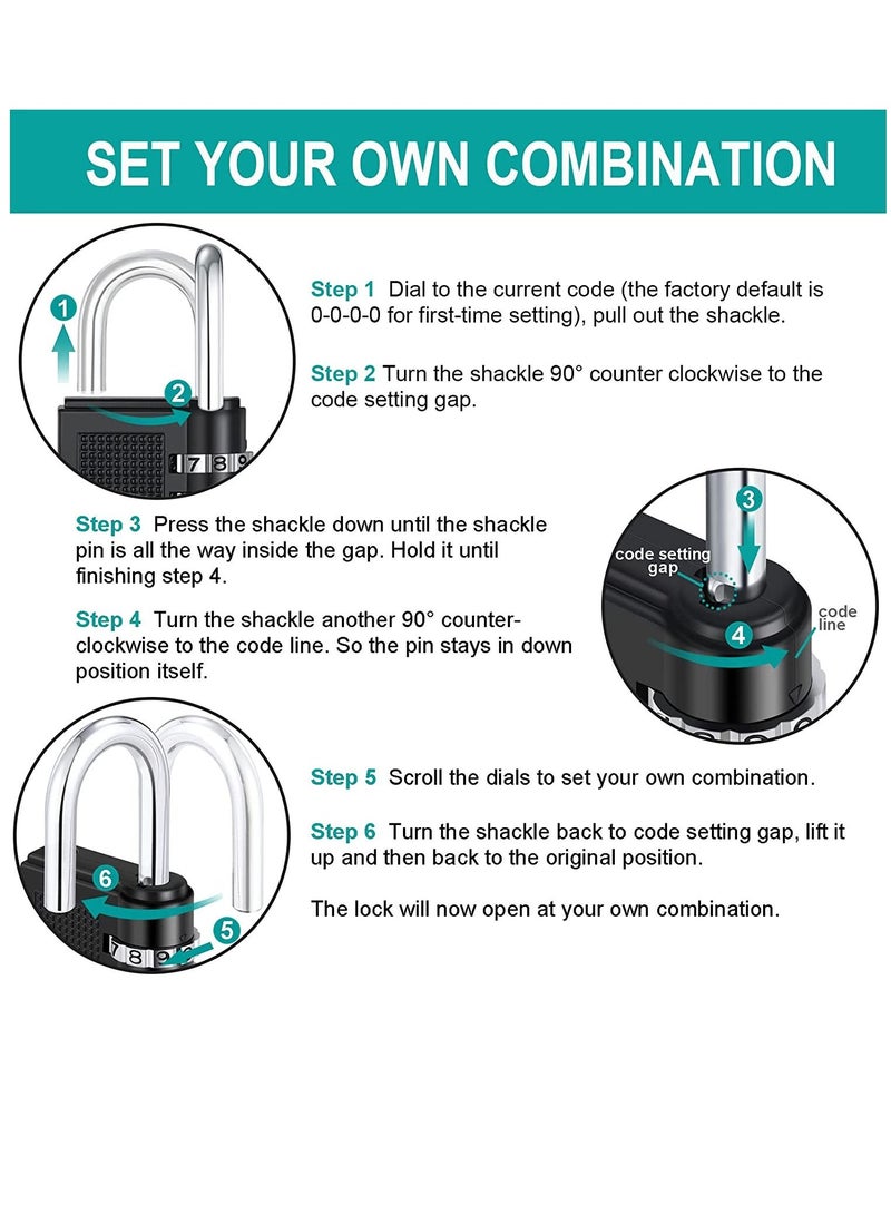 4 Digit Combination Lock Resettable Dial Combination Locker Lock for Gym and School Weatherproof Outdoor Hasp Combination Lock for Door Gates - Image 4