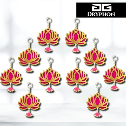 DRYPHON 6Pcs Lotus Hanging Decoration Items, Lotus Flower Wall Hangings for Home Decor, Pooja Backdrop Decoration Items for Ganpati/Diwali Decor/Navratri/Puja Mandir Decorations (Lotus D1, 6pc) - Image 2