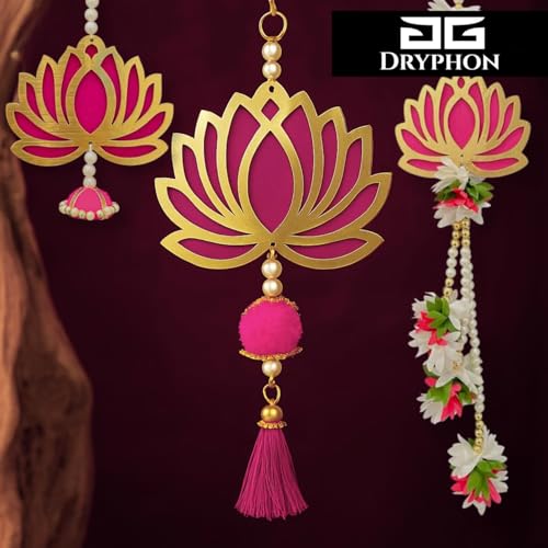 DRYPHON 6Pcs Lotus Hanging Decoration Items, Lotus Flower Wall Hangings for Home Decor, Pooja Backdrop Decoration Items for Ganpati/Diwali Decor/Navratri/Puja Mandir Decorations (Lotus D1, 6pc) - Image 4