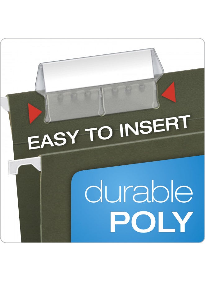 Pendaflex Insertable Plastic Tabs Hanging Folder Tabs, 2", Clear, 25 Tabs and Inserts per Pack (42)