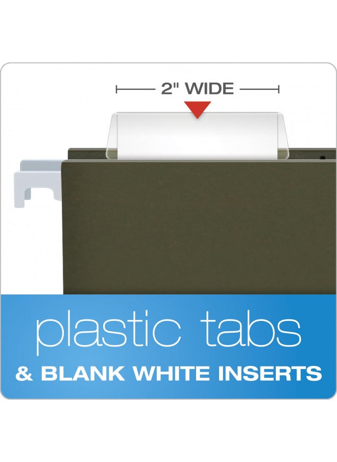 Pendaflex Insertable Plastic Tabs Hanging Folder Tabs, 2", Clear, 25 Tabs and Inserts per Pack (42)