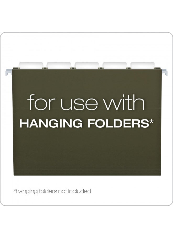 Pendaflex Insertable Plastic Tabs Hanging Folder Tabs, 2", Clear, 25 Tabs and Inserts per Pack (42)