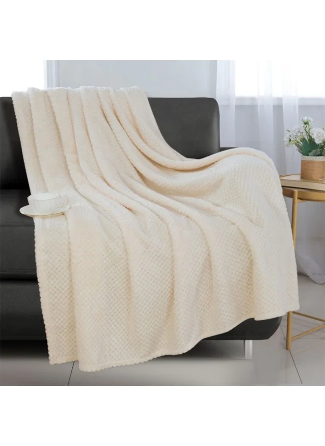 دانوب هوم Takisha Throw Blanket Soft Accent for Living Room, Bedroom, Sofa, And Bed Stylish, Warm, And Comfortable Home Decor Perfect Gift Idea - 127x154cm White