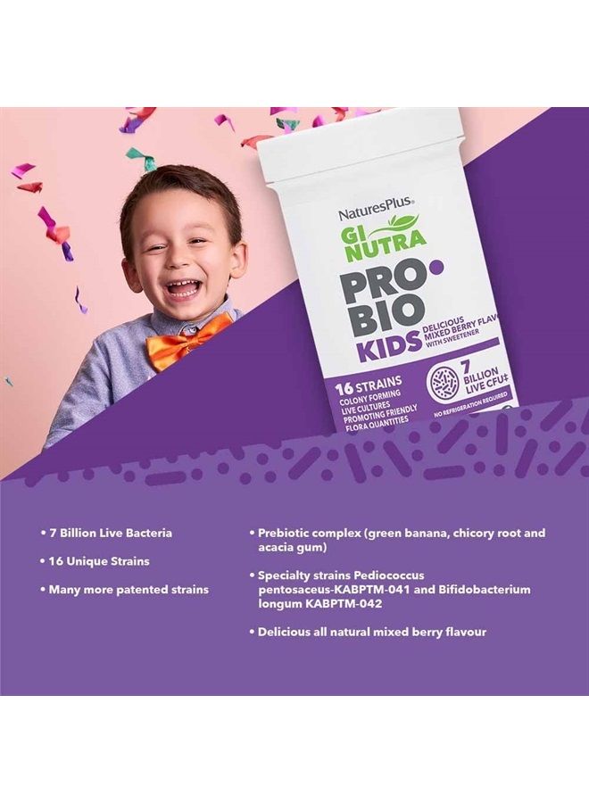 Nature's Plus NaturesPlus GI Natural Probiotic Kids, Mixed Berry - 30 Chewables - Digestive & Immune Health Just for Kids - Gluten Free - 30 Servings - Image 2