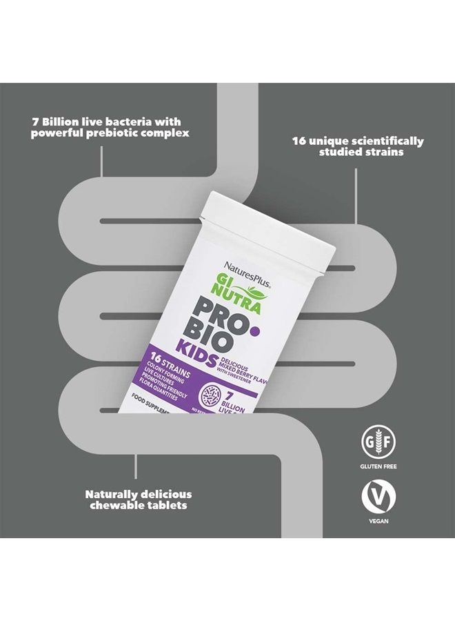 Nature's Plus NaturesPlus GI Natural Probiotic Kids, Mixed Berry - 30 Chewables - Digestive & Immune Health Just for Kids - Gluten Free - 30 Servings - Image 3